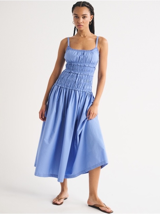 Abercrombie & Fitch Dresses & Skirts - Abercrombie Bra-Free Smocked Drop-Waist Maxi Dress in Blue - S
